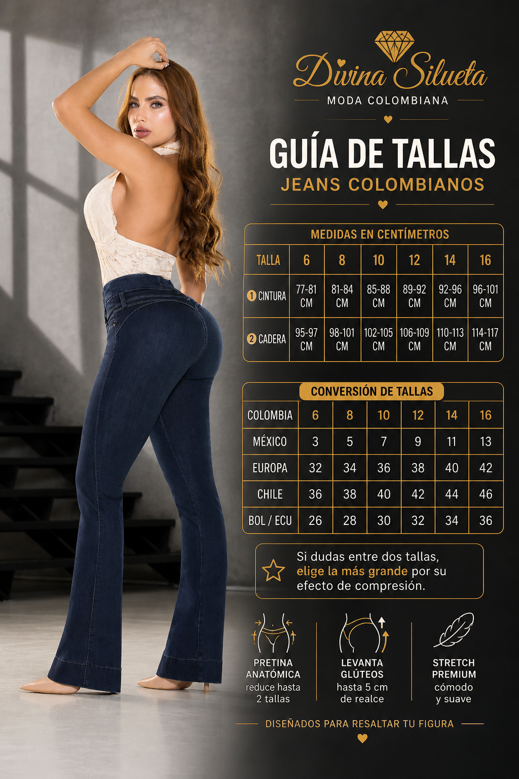Jeans Colombianos Campana – Levanta Glúteo 5 cm