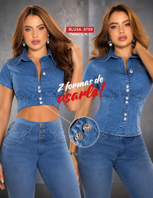 Camisa Chambray Tipo Seda
