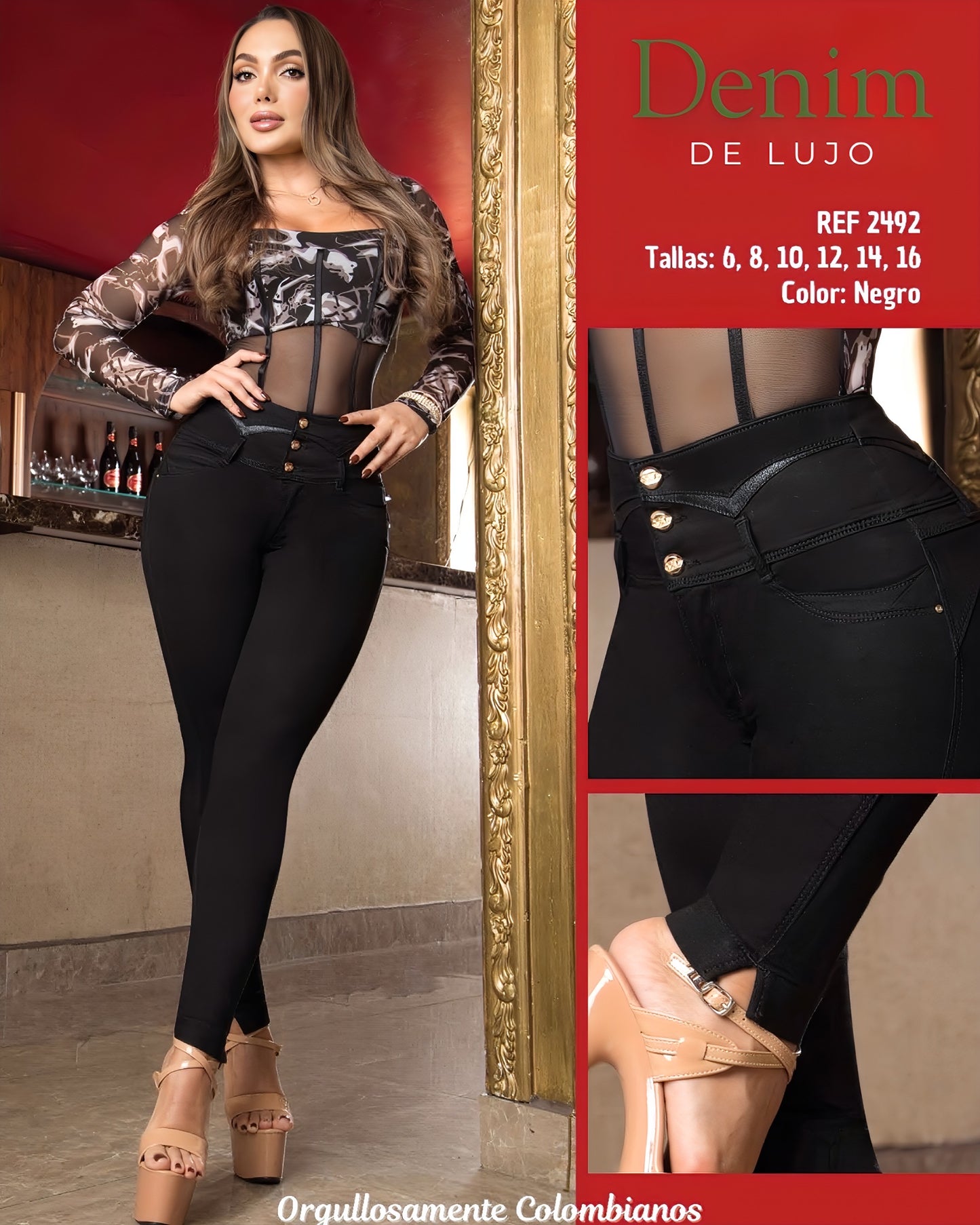 Jeans Colombiano Negro luxury 2492