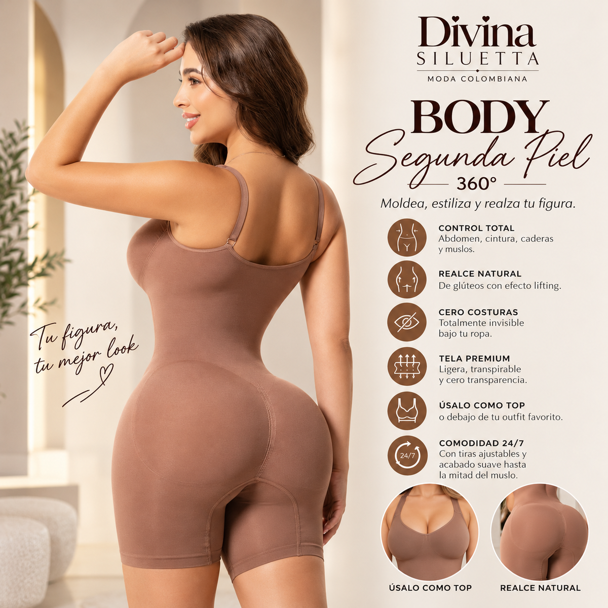BODY SEGUNDA PIEL 360° | FAJA COLOMBIANA CON REALCE NATURAL