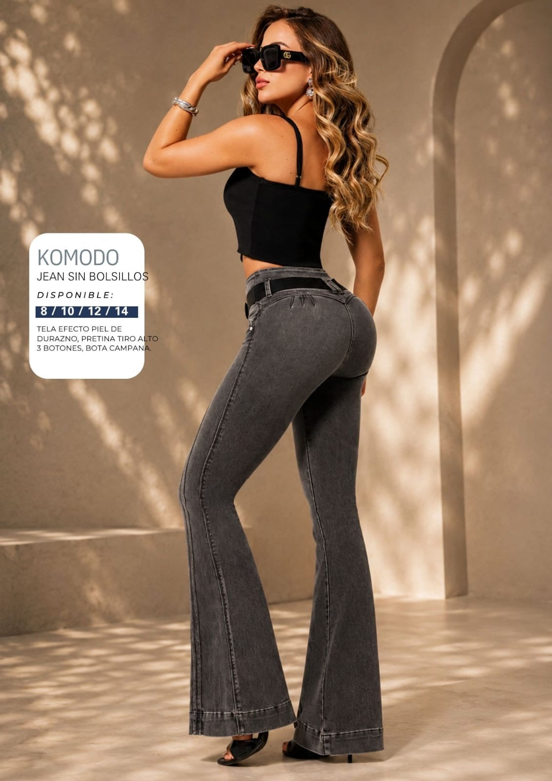 Jeans Colombiano Campana Gris Levanta Glúteo