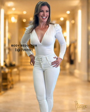 Cargar imagen en el visor de la galería, Body Reductor Manga Larga Escote Cruzado (Blanco)
