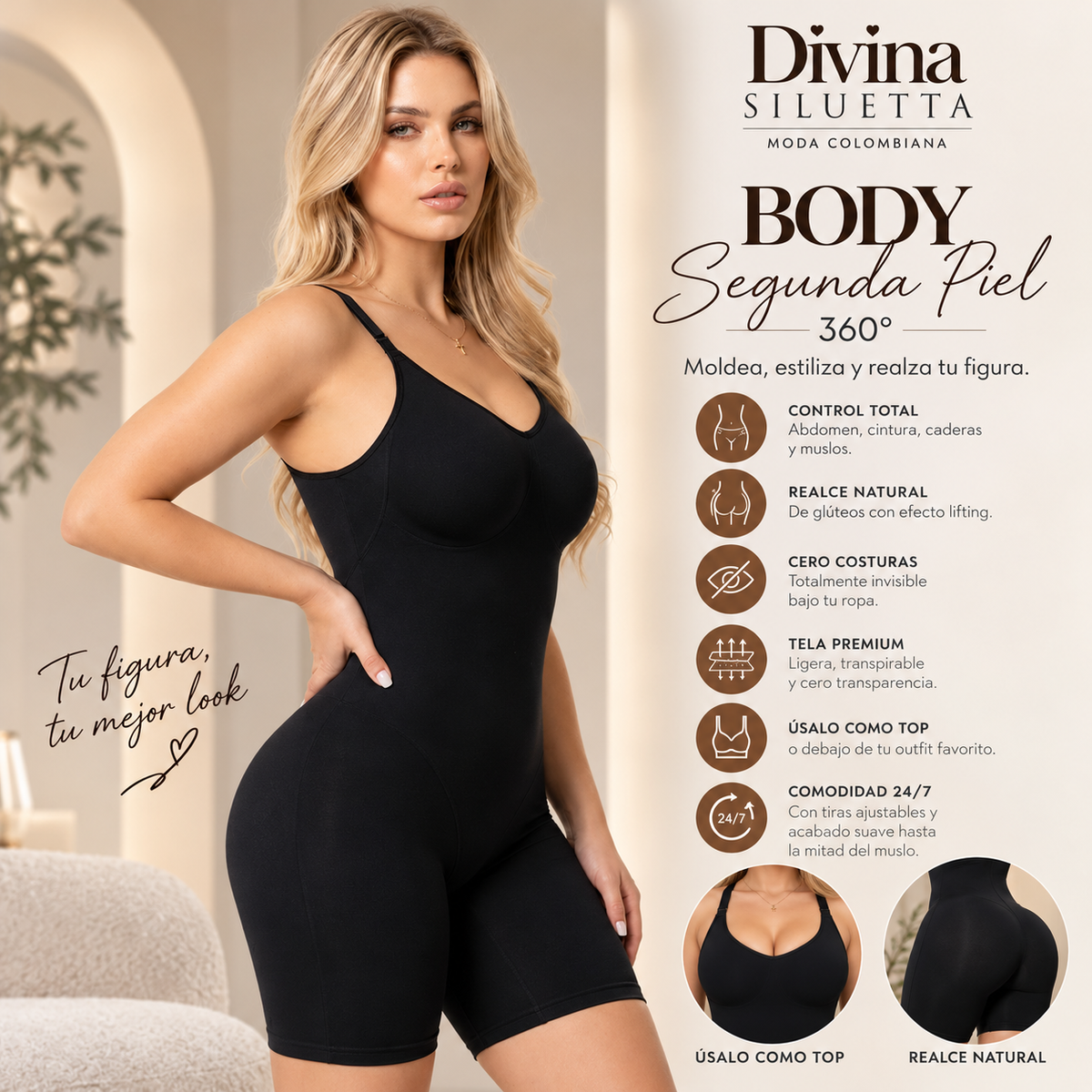 BODY SEGUNDA PIEL 360° | FAJA COLOMBIANA CON REALCE NATURAL