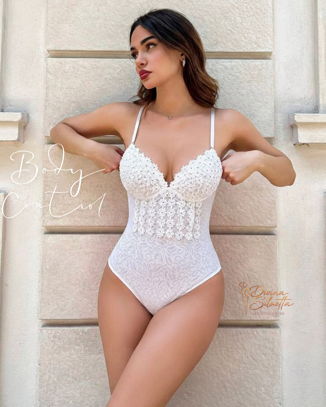 Body Control Blanco Premium con Encaje – Moldea y Realza