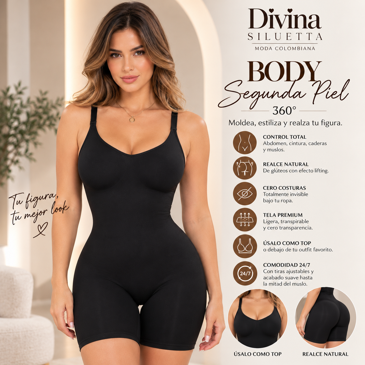 BODY SEGUNDA PIEL 360° | FAJA COLOMBIANA CON REALCE NATURAL