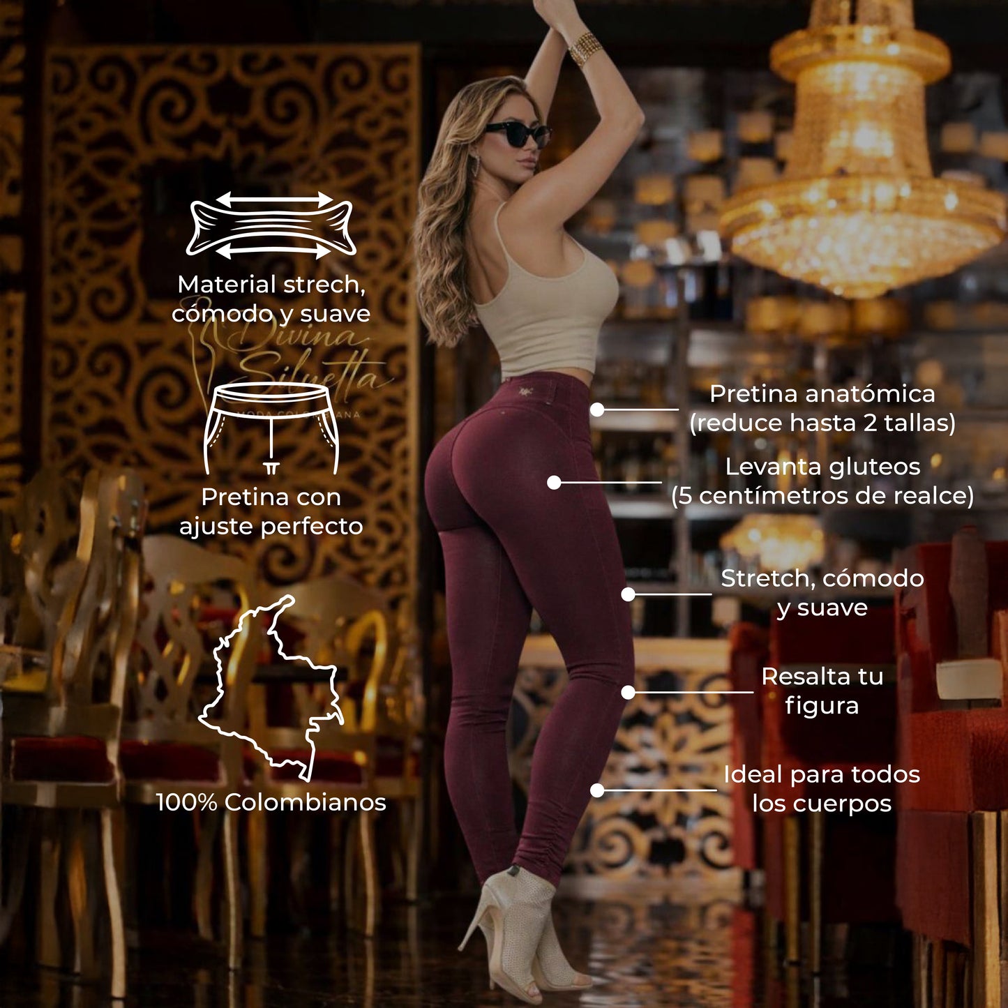Pantalón Skinny Vino Tinto | Levanta Cola Colombiano