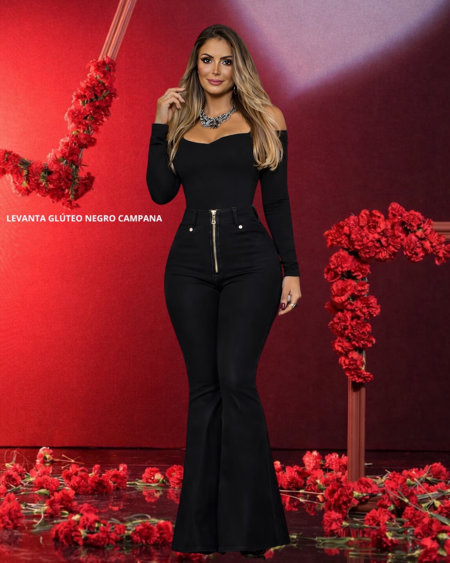 Jeans Colombianos Premium Campana – Cintura Alta con Cierre Dorado