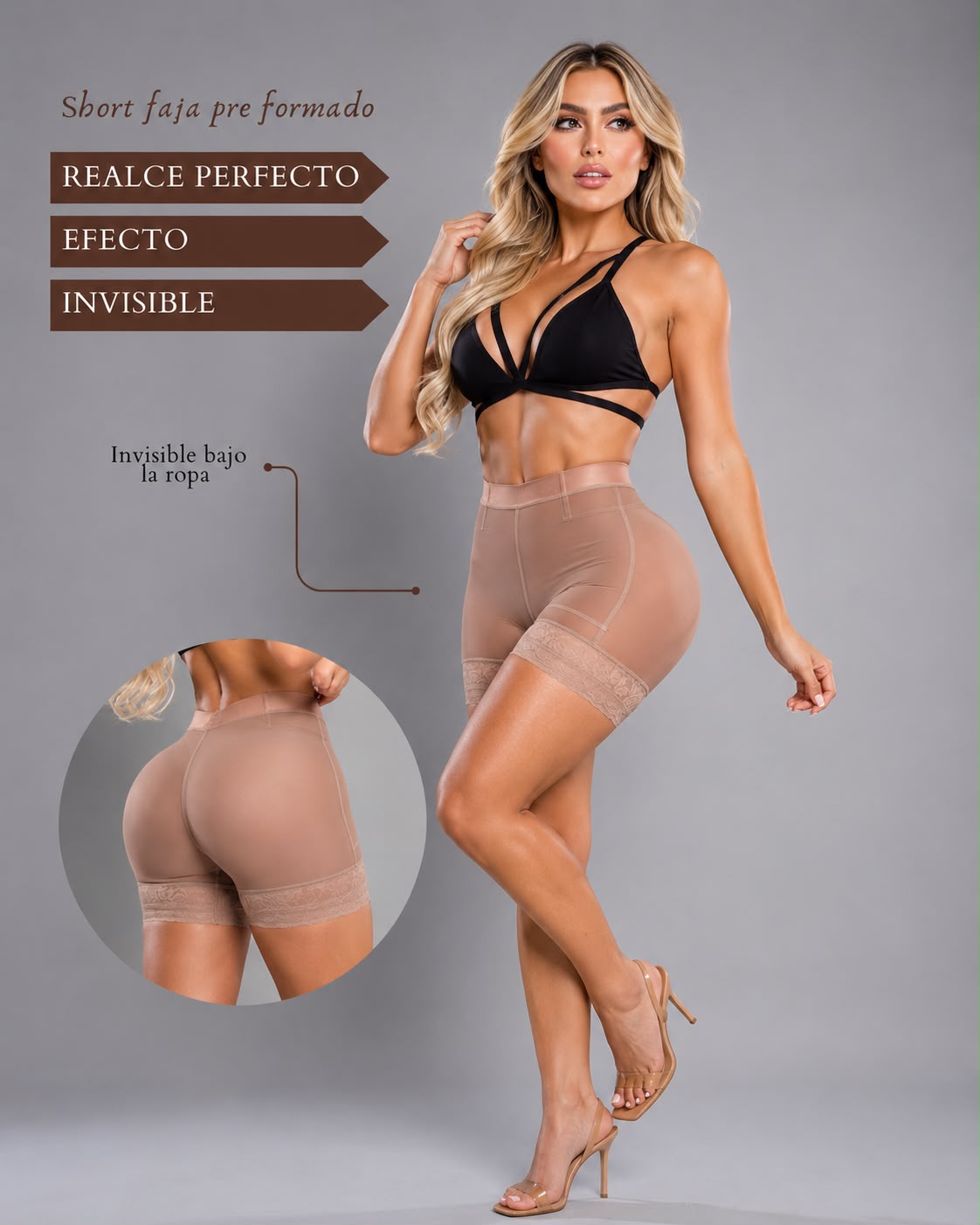 Faja short levanta glúteo