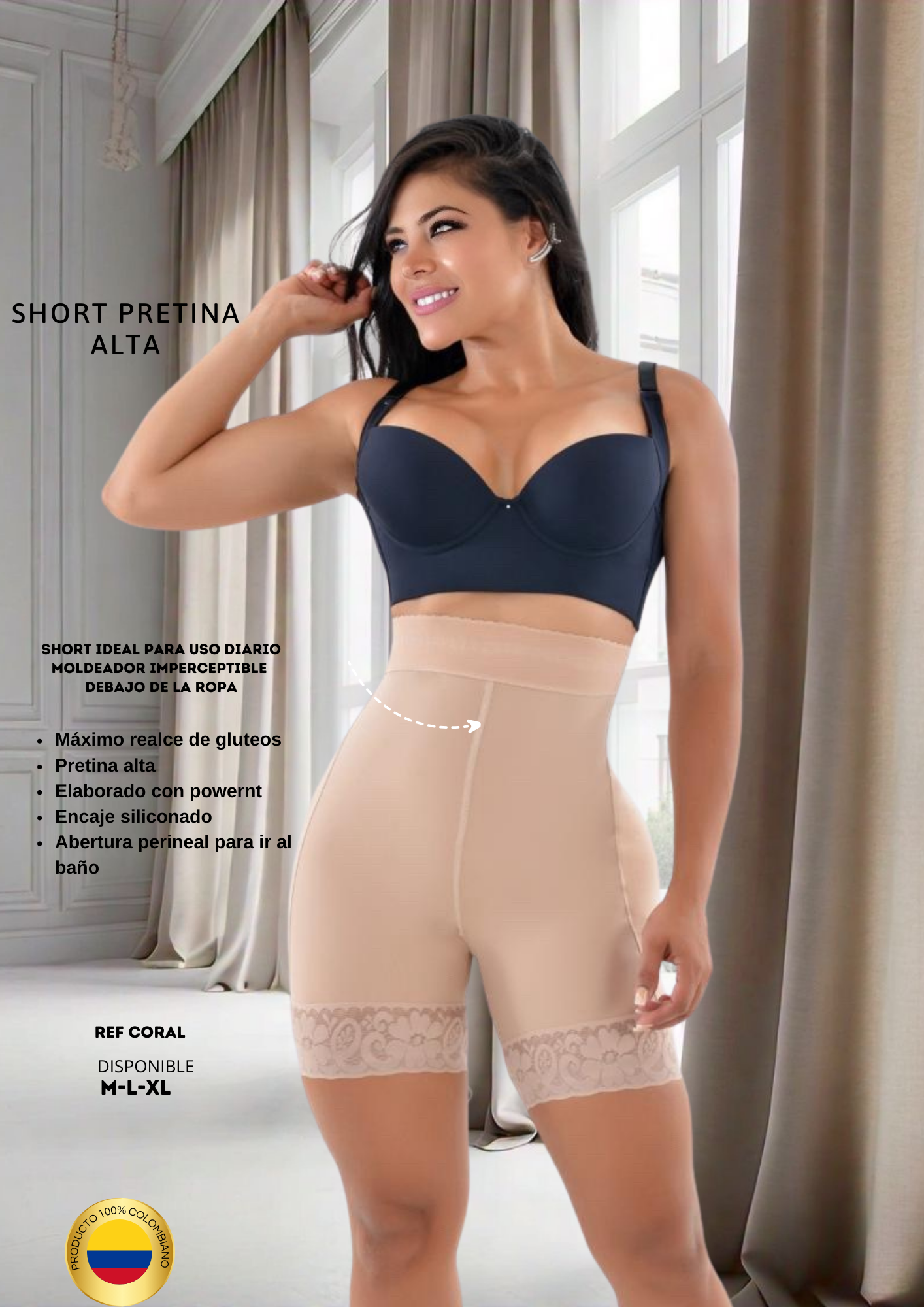 Short Alto levanta Glúteo