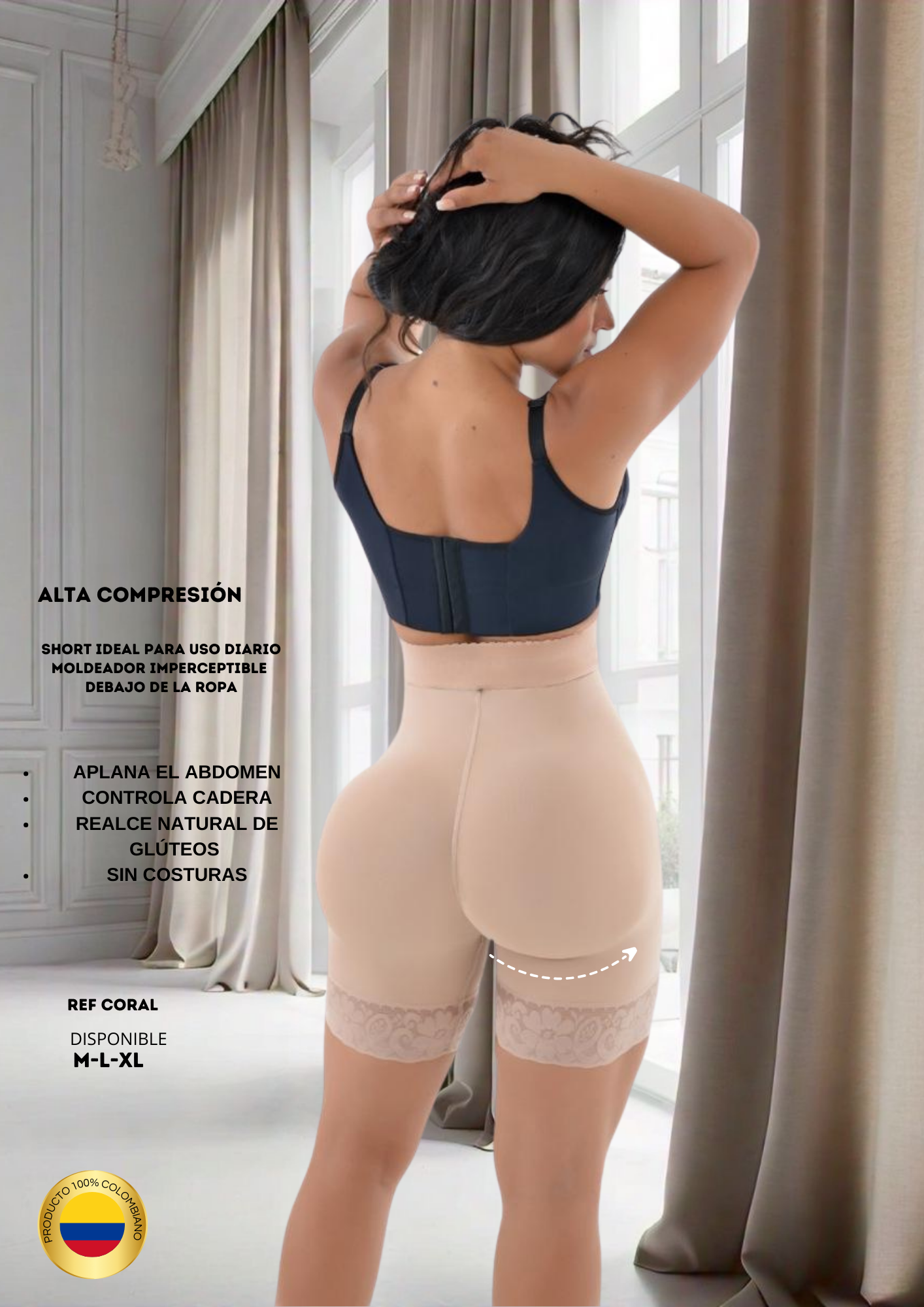 Short Alto levanta Glúteo