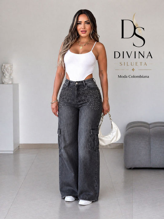 JEANS COLOMBIANOS LEVANTA GLÚTEO – CORTE WIDE LEG PREMIUM