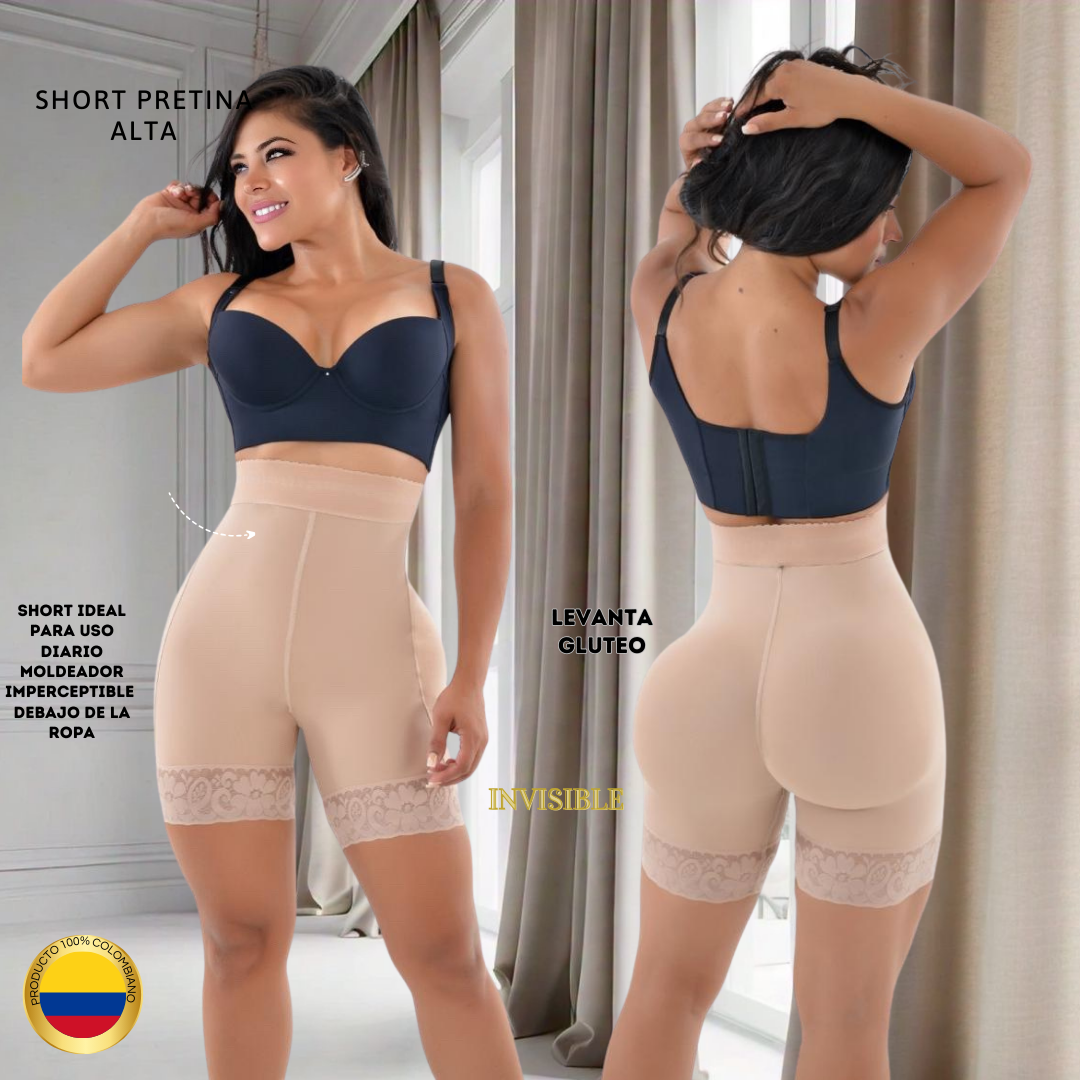 Short Talle Alto levanta Glúteo