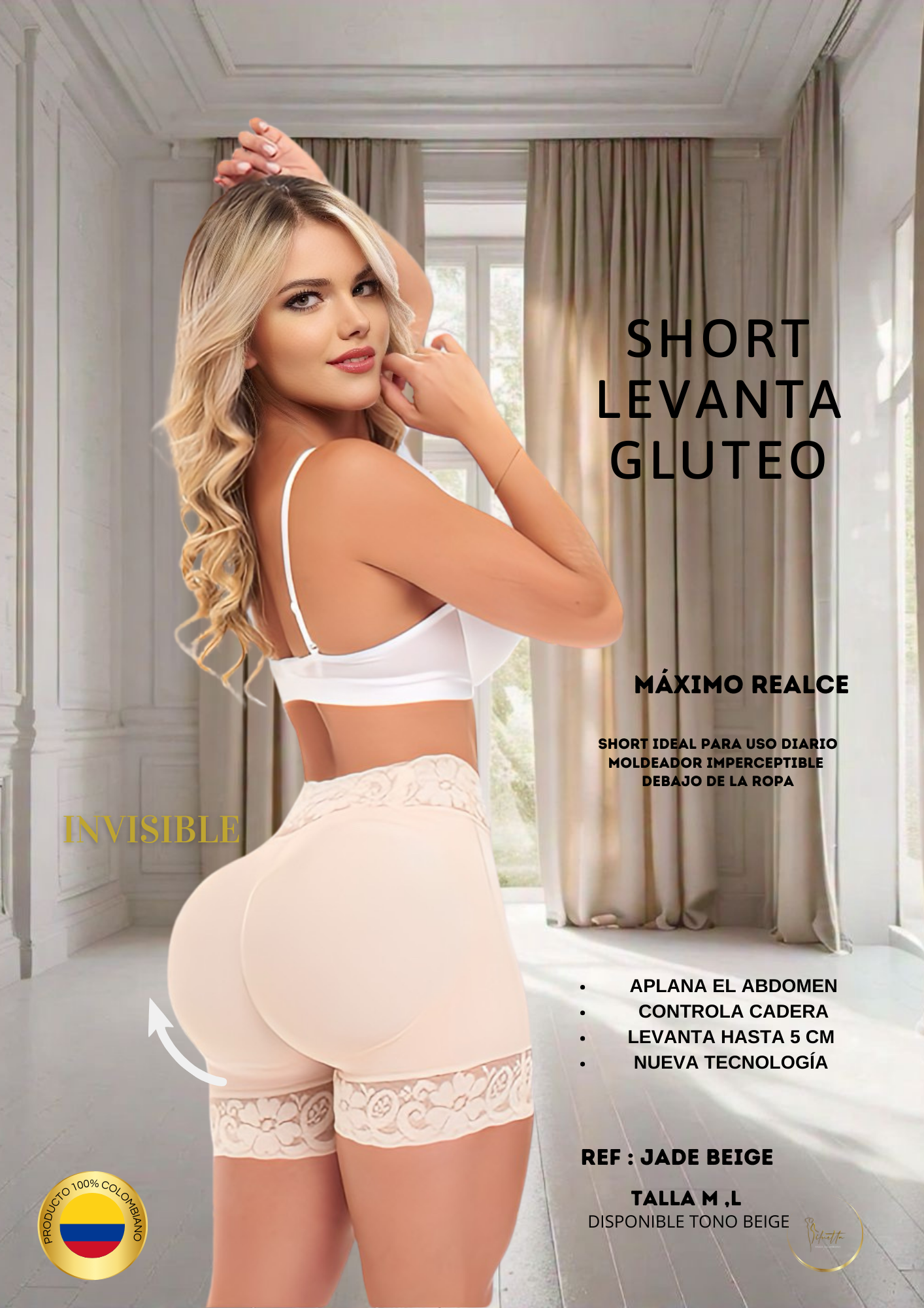 Short Alto levanta Glúteo