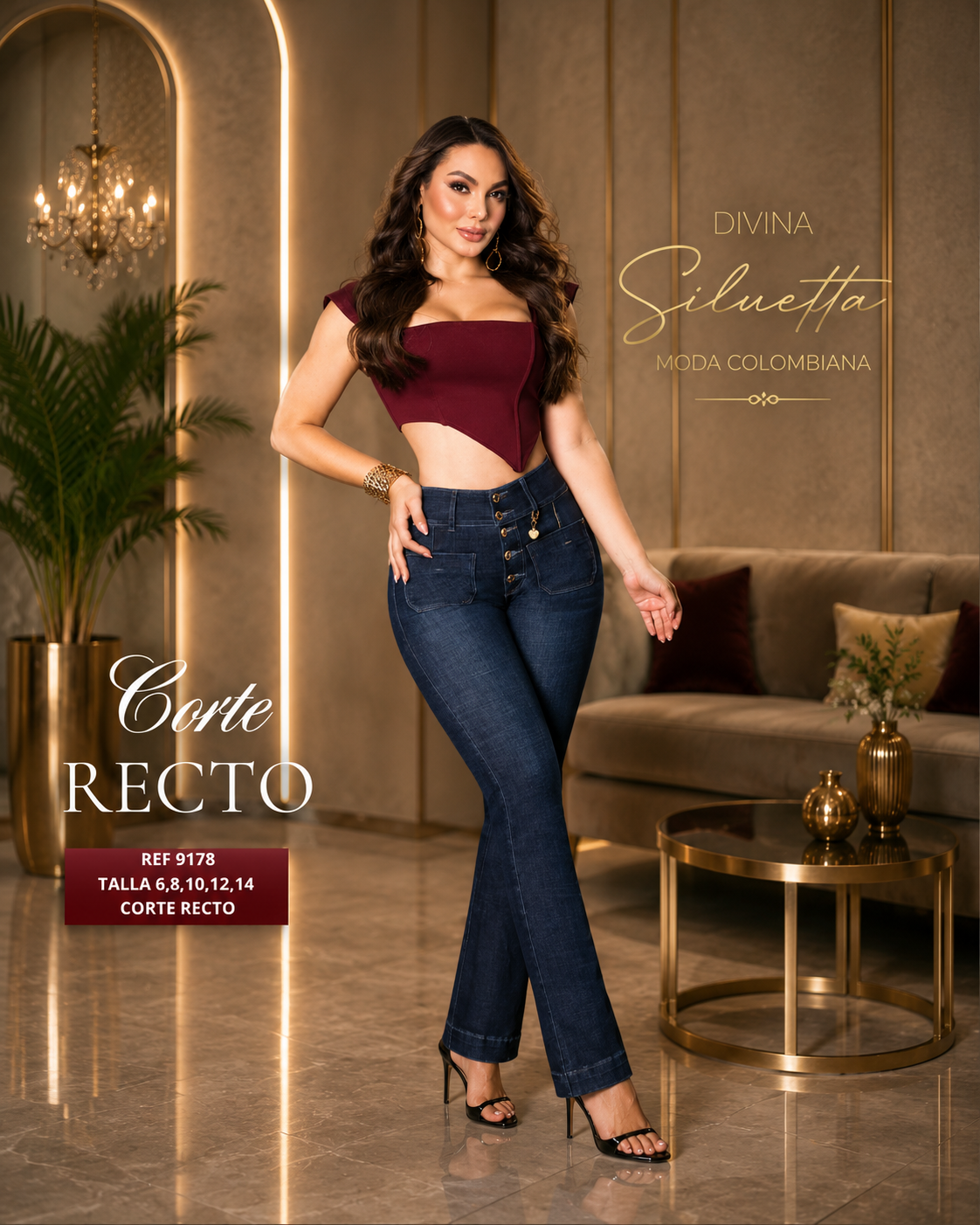Pantalón Corte Recto Push-Up | Azul Oscuro Premium