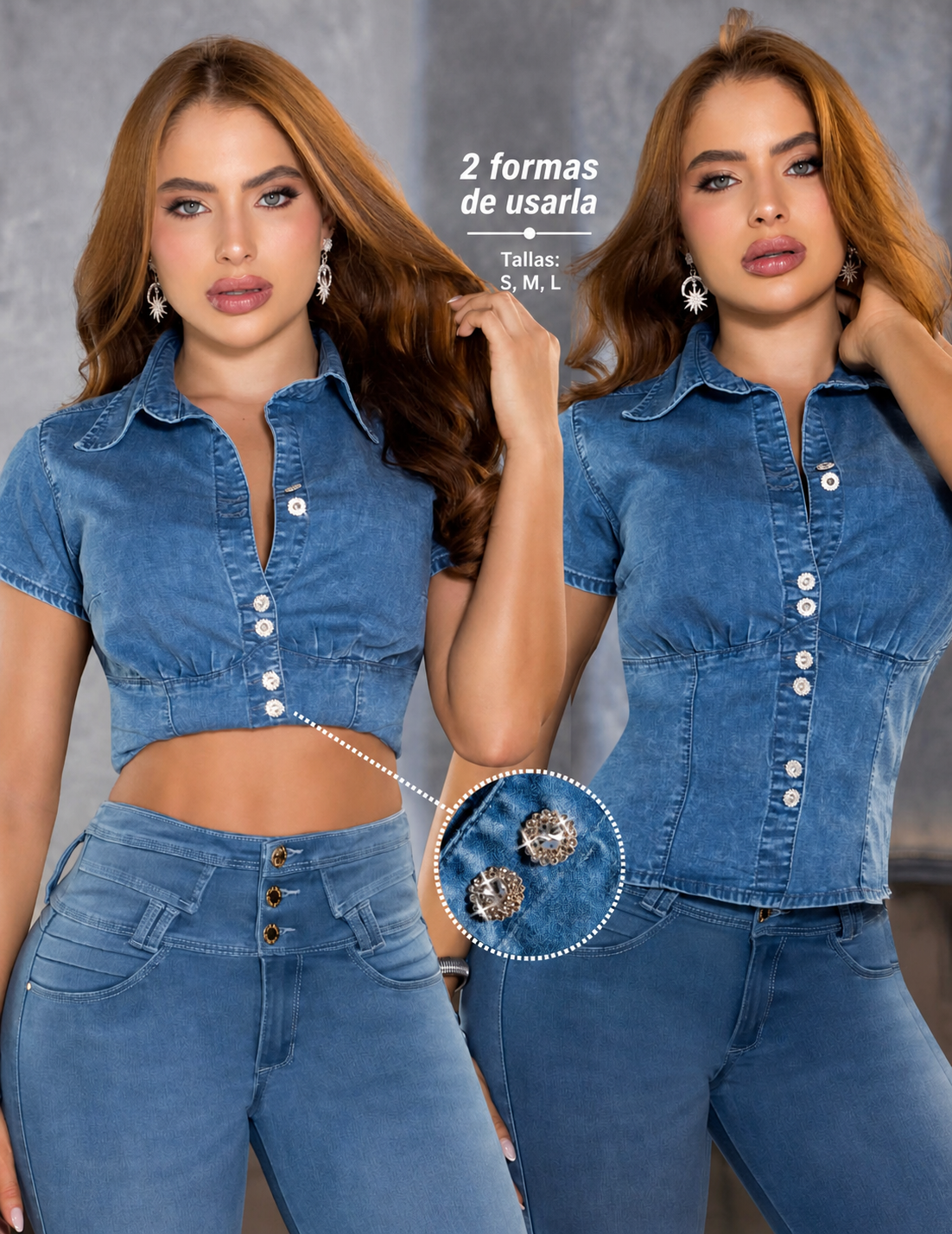 Set Denim Colombiano Blusa 8759 – Versatilidad y Estilo en una sola prenda