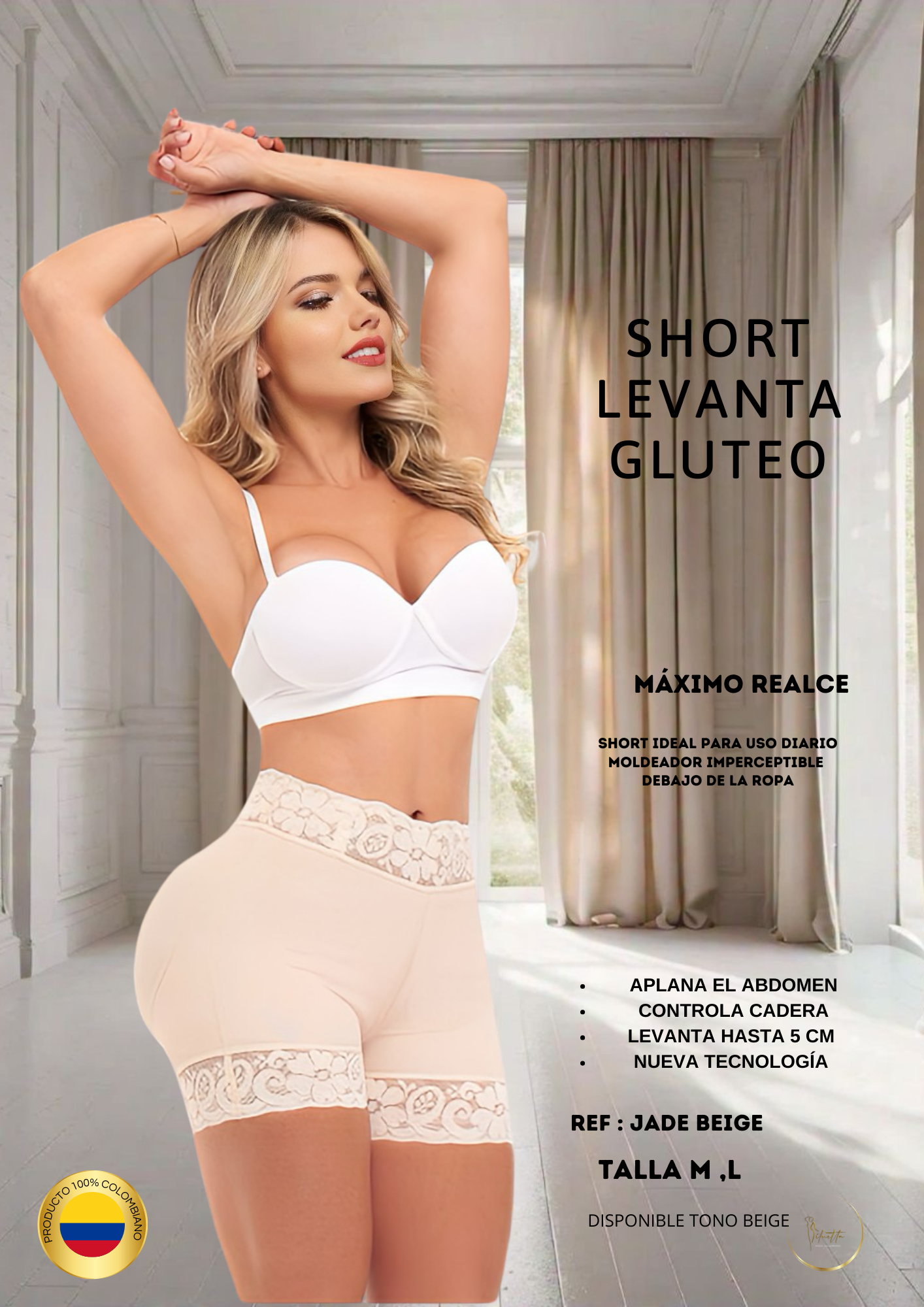 Short Alto levanta Glúteo