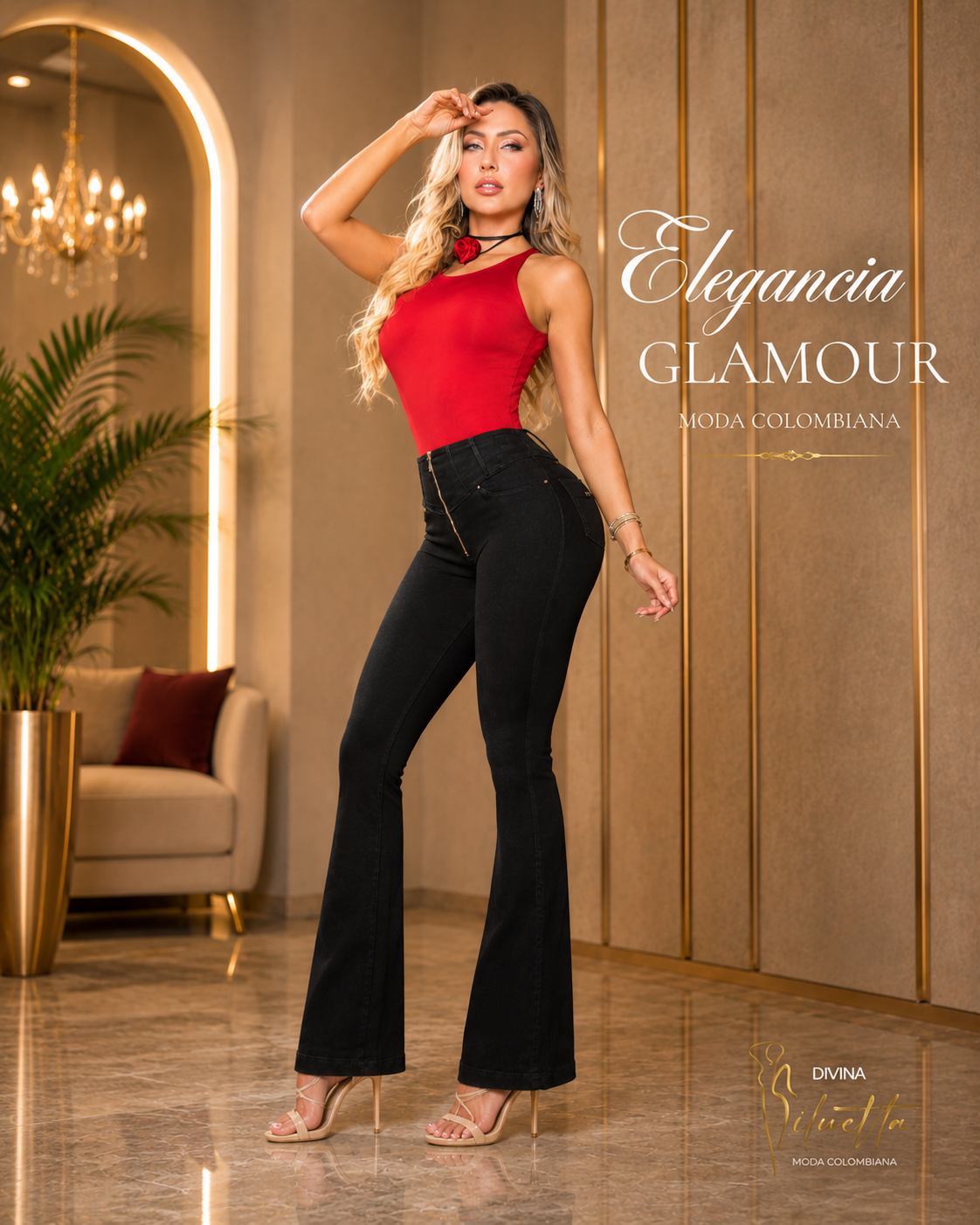 Jeans Colombianos Premium Campana – Cintura Alta con Cierre Dorado