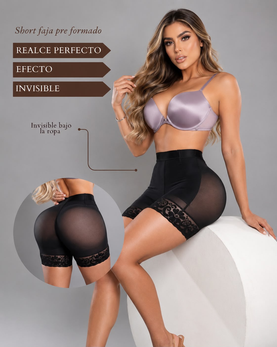 Faja short levanta glúteo
