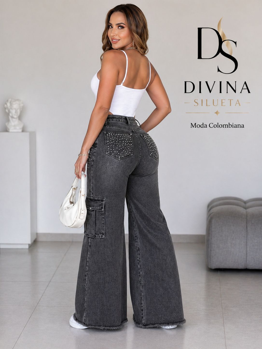 JEANS COLOMBIANOS LEVANTA GLÚTEO – CORTE WIDE LEG PREMIUM