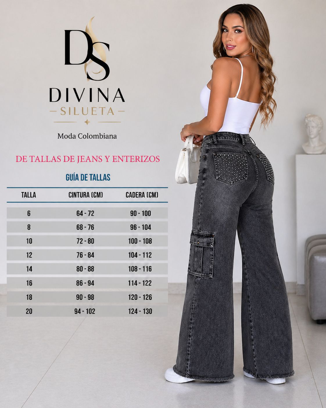 JEANS COLOMBIANOS LEVANTA GLÚTEO – CORTE WIDE LEG PREMIUM